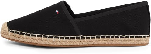 Tommy Hilfiger Women’s Flag Canvas Espadrilles with Logo, Black (Black), 3.5