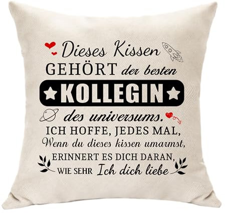 Hasodeo Original Kollegin Abschiedsgeschenk - Kissen Abdeckung für Beförderung, Ruhestand, Abschied - Dekoration und Gedenkgeschenk Idee