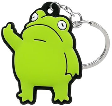 CAOXIAN Creative dessin animé grenouille porte-clés doigt moyen grenouille porte-clés unique animaux drôles porte-clés cadeaux pour les femmes hommes, multicolore, F
