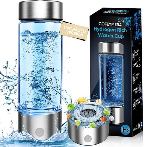 Upgraded Hydrogen Water Bottle, Version Ion Membrane Hydrogen Water Bottle Generator, Ion Water Bottle Improve Water Quality in 3 Minutes, Water Ionizer Machine Suitable for Purified Water (Sliver)