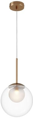 Licht-Erlebnisse Hängelampe Glas Metall G9 rund D: 20 cm H: max. 344 cm verstellbar XXL in Gold Kugel Schirm Modern Hängeleuchte Esstisch Pendelleuchte Tresen