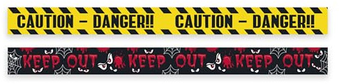 Eurowrap Pack of 2 Assorted Warning Tapes - 3 Metre Caution Danger & Keep Out - Halloween Decor