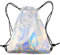 LNQ LUNIQI Holographic Turnbeutel mit Kordelzug, 1 Stück Faltbar Rucksack Holographische, Leichter Rucksacktasche Beutel Damen Glitzer Schulranzen Wasserdicht Rucksacktasche für Reisen Fitness
