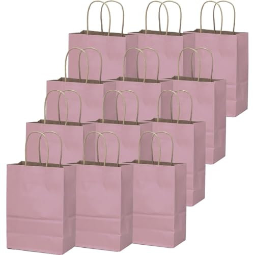 Gcardist Medium 16Pcs Krafttaschen mit Griffen 27x21x11cm Geschenktaschen Rosa Lila Senior Farbe Taschen Mehrfachverwendung (mittlere Größe, 7.6x4.75x10.5 inch)