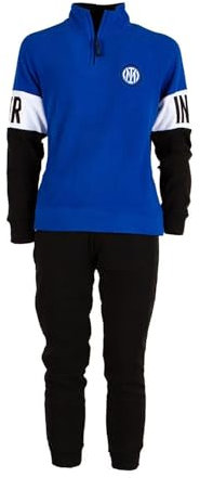 hermet Pigiama Inter, in Pile, Maglia Maniche Lunghe Pantalone, Pigiama Inter per Adulto, Unisex, Full Zip, Nero, Taglia S