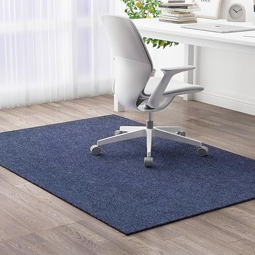 Bürostuhl Unterlage Schwarz, Bodenschutzmatte Bürostuh Teppich, Kratzfest Bodenmatte Stuhlunterlage für Hartböden aus Polycarbonat, Schreibtischstuhl Unterlage für Laminat,Blau,150 x 200cm