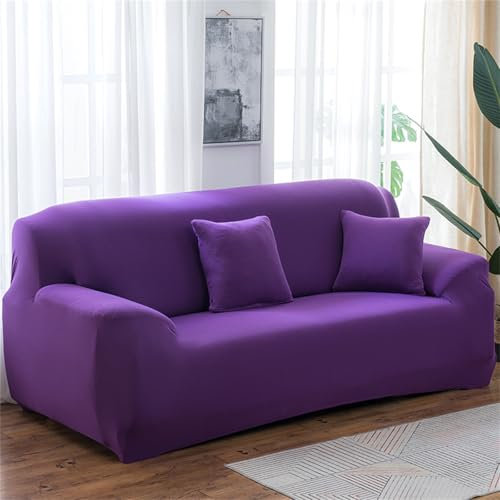 Odot Sofa Überzug,Bonbonfarben Sofabezug Ecksofa,Couch Überzug für 1/2/3/4 Sitzer,Modern Sofa Überzug,Elastische sofabezug L Form rutschfest Sofaschoner für Schmücken (4 Sitzer,Lila)