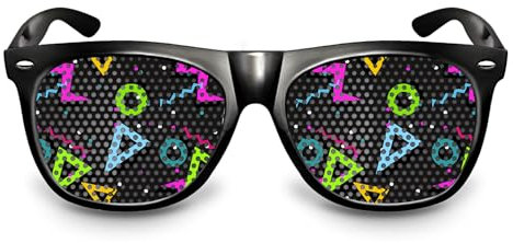 drucksda Partybrille/Funbrille mit Design 80er STYLE - Die Original lustige Brille für Fasching/Karneval, Festival, JGA - Funbrille für dein 80 er Kostüm (80s Design)