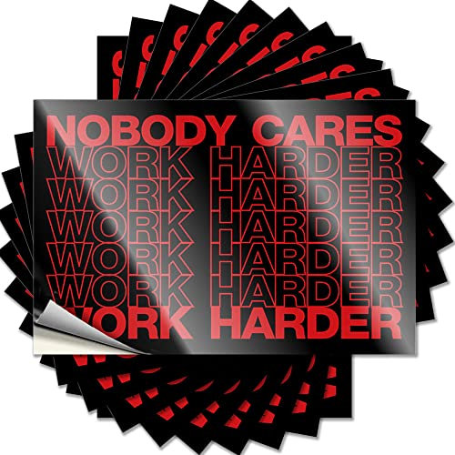 Holz-Türschild Nobody Cares Work Harder, lustiger Aufkleber, rustikale Badezimmerschilder, lustige Küchendekoration (12 x 18 cm), 10 Stück