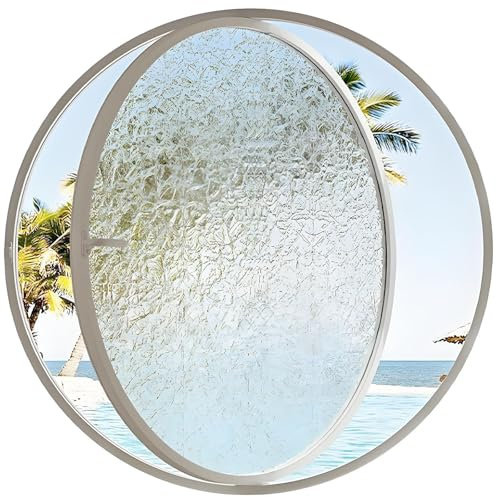Runde drehbare Glasfenster, 360° drehbares Glasfenster, drehbares Flügelfenster, eingebettetes Fenster aus gehärtetem Glas mit Griff, rundes Bullaugenfenster zum Öffnen,White-A-90cm
