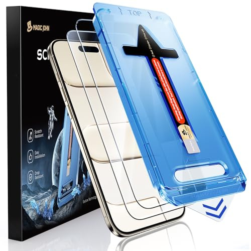 MAGIC JOHN 2 Pack for iPhone Air Screen Protector | 9H Hardness Tempered Glass, Easy Installation Kit, Bubble Free, 1:1 Full Coverage, HD Clear, Scratch Resistance