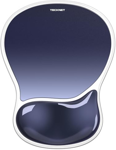 TECKNET Tapis de Souris Ergonomique, Repose-Poignet Gel Forme Goutte, Bleu | Surface PVC, Base PU, Imperméable, Anti-Dérapant, Design Ergonomique, pour Bureau, Étude, Jeu