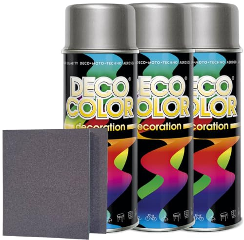 Craft-Equip DC 3er Sparpack Lackspray nach RAL in 400ml zur Lackierung von Auto Stahl Aluminium Beton Holz und 2 Stück Schleifpads (3 Dosen in aluminium glanz RAL 9006 + 2 Stück Schleifschwamm)