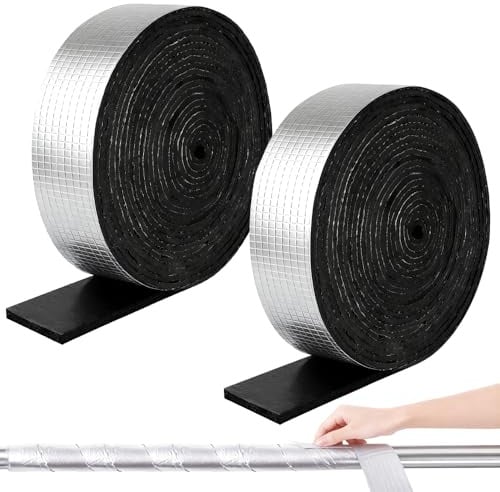 2 Rollen Rohrisolierung Schaumstoff, Isolierung Kanal 10 m x 5 cm Selbstklebend, Isolierung zum Wickeln für Heizungsrohre, Rohrumwicklung und Rohrschutz Isolierband