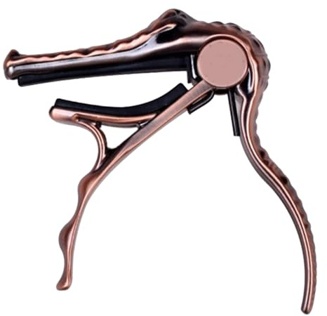 STOBAZA Metallic Gitarren kapodaster in Rot bronze Professioneller Verstellbarer Tonclip für Akustik Langlebiges Zubehör mit Alligatorähnlichem Design Schützender Griff ohne