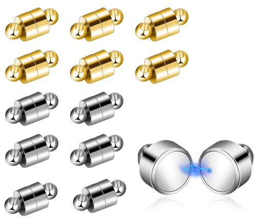 XinYangMao 12 Stück Magnetverschluss für Ketten, Edelstahl Magnet-Schließverschluss, Schmuckverschluss für die Herstellung von Armband Halskette, DIY Basteln Schmuckzubehör