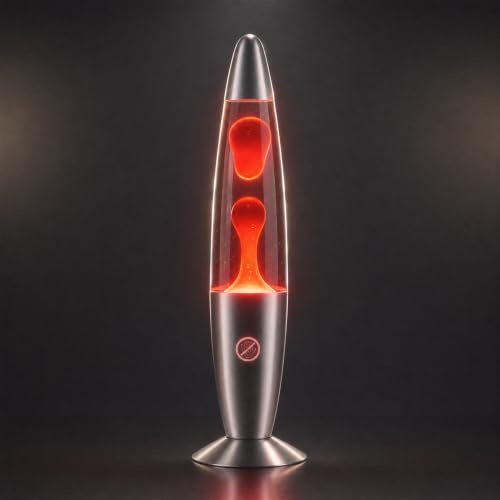 Lavalampe Nachtlicht,Quallenform Aluminium Lavalampe,13in Art Deco Retro Lampe,Wachslampen Und Kinder und Erwachsene,Schlafzimmer, Wohnzimmer, Wohnzimmerdekoration | Originelles Geschenk (Rot)