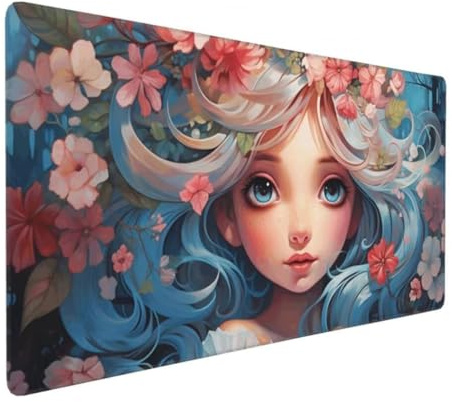 Tapis de Souris Ange 900x400 mm XXL Tapis Souris Gaming Grand, Mouse Pad Princesse sous Main Bureau avec Base en Caoutchouc Antidérapant pour PC, Ordinateur Portable, Gamer, Maison, Bureau -MP1102