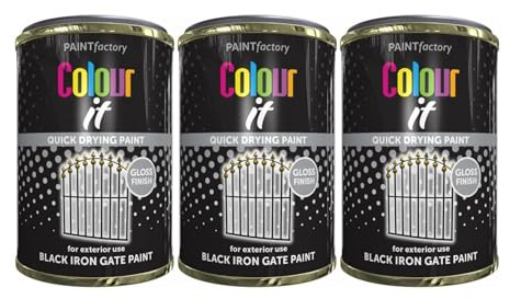Neel Saanjh Black Iron Gate Paint, Quick Drying Formula, Gloss Finish, Long-Lasting, Anti-Rust, Smooth Application, Ideal for Metal Gates, Grills, Railings, & Outdoor Iron Surfaces (Pack of 3)