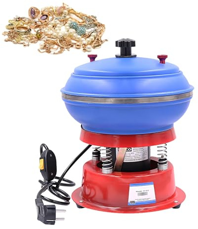 Vibratory Macchina Levigatrice-Lisciatura Pendenti Semilavorati Metallo,Tamburo Buratto Vibratorio 3.5L-Motore Monofase,Ottone Bronzo Restauro-Stabile Buratto per Pietre