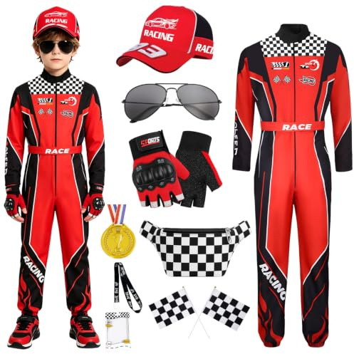 Costume de Pilote de Course Garçon, Combinaison de Course Enfant (120)