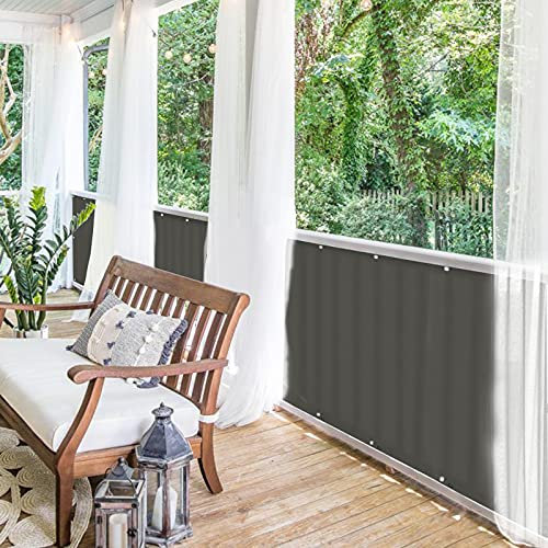 BALCONIO Balkon Sichtschutz wasserabweisend Balkonbespannung Balkonabdeckung für Balkon Terrasse aus Polyester-Dunkelgrau-550 x 85 cm