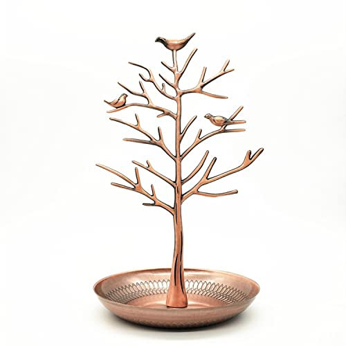 Colorsheng Schmuckständer für Ohrringe, Halsketten, kleine Vögel Antike Bronze