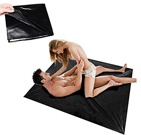 Wasserdicht Sex Bettlaken Bettwäsche, Lack Laken Latexlaken für ausgiebige feuchte Spiele im Bett, Kein Latex Spannbettlaken Wetgames Laken Sex-Spielzeug für Paare, 150cm* 200cm, schwarz