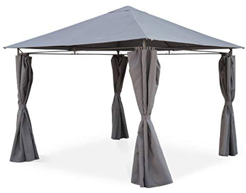 Alice's Garden - Tonnelle 3x3 m - Elusa - Toile Grise - Pergola avec Rideaux. Tente de Jardin. Barnum. chapiteau. réception