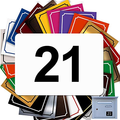 Numéro Pour Boîte Aux Lettres Adhésif - Numéro De Maison PVC – Plaque Gravée À Personnaliser - MEDIUM 7 x 5 cm (Blanc écrit Noir)
