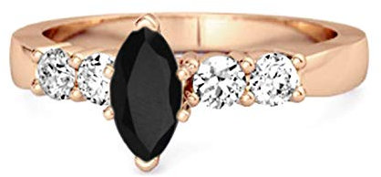 Multi Wählen Sie Ihren Edelstein Marquise Schneiden Sie 0,10 Ctw Rose vergoldete Prinzessin Ariana Wishbone Ring (57 (18.1), schwarzer Spinell)