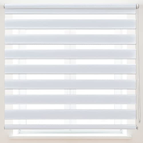 Dalina Textil Estor Enrollable de Doble Capa Noche y Día 120x180cm (Ancho x Largo), Tamaño de Tela 117x175cm(Blanco)