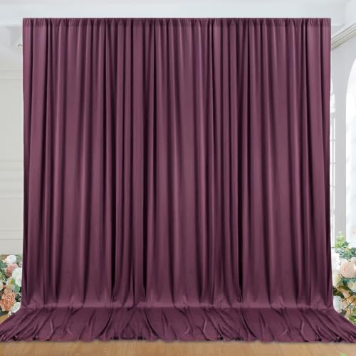 10ft x 10ft Wrinkle Free Maroon Backdrop Curtains for Parties, 2 Panels Silky Polyester Photo Backdrop Drapes for Wedding Birthday Christmas Photography Background Stand