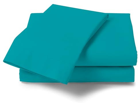 GC GAVENO CAVAILIA Non Iron Plain Dyed Percale Flat, Soft Polycotton Sheets, 180 Thread Count Easy Care Bedding, Teal, King