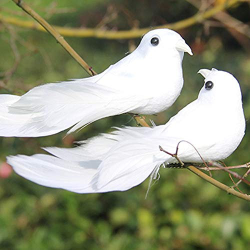 Bontannd 2st Dekorative Gefälschte Tauben Weiße Künstliche Schaum-Feder-Hochzeit Ornament Startseite Craft Tischdekoration Vogel Spielzeug Hochzeitsdeko