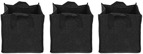 Nimomo 3 pezzi Sacchi per Piante in Tessuto 3gallon, Borsa per piantare, Borsa per piante multiuso con manici Contenitore per coltivazione ortaggi giardino feltro quadrato nero(19.5 * 19.5 * 20)