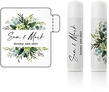 Chapstick-Etiketten, personalisierbar, Hochzeits-Lippenbalsam, Blumenmotiv, Brautjungfer, personalisierbarer Lippenbalsam, Hochzeits-Lippenbalsam, Junggesellinnenabschied, Gastgeschenke (5,4 x 5,4 cm,