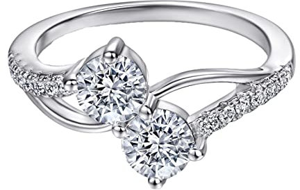Lieson Verlobung Ringe Frauen Silber 925, Damen Ringe Mit Stein 4 Zacken Rund 5mm Zirkonia Trauringe Silber Größe 60 (19.1)