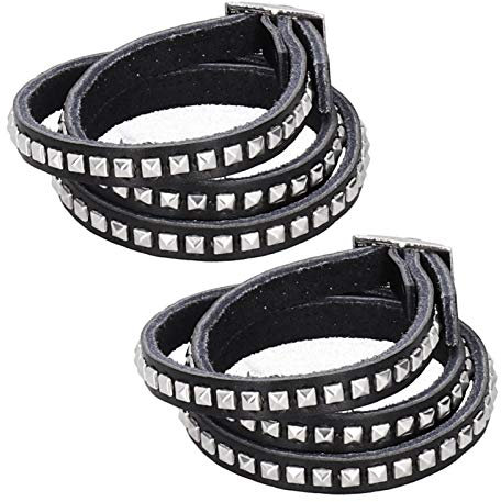 Pulsera de cuero con tachuelas, pulsera de remache ajustable de 2 piezas, decoración de muñequera elegante multicapa para fechas de fiestas