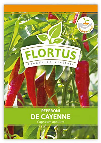 FLORTUS Peperoni De Cayenne | Gemüsesamen | Peperonisamen | Samen zur Anzucht für Garten, Balkon, Küche & Fensterbank