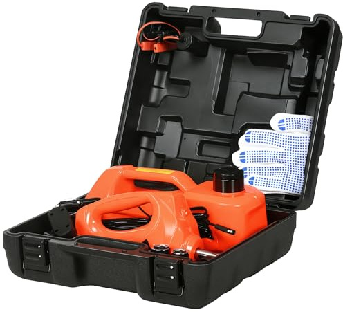 DURHAND 5 Ton Electric Car Jack Kit with 12V Auto Car Floor Jack, Impact Wrench, 15.5-45cm Tyre Lift Emergency Tyre Repair Kit with Case for Cars, SUVs, Sedans, MPVs