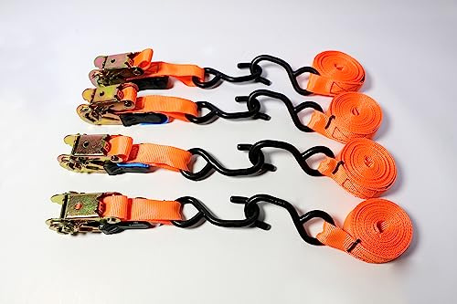 TECH-CRAFT® Spanngurt-Set 4m TÜV-geprüft Klemmschloss Spannriemen (8tlg-Set mit Ratsche)