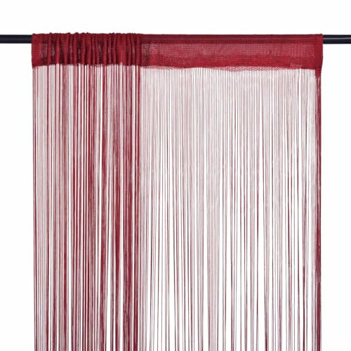 Homgoday Fadenvorhänge 2 Stück 140 x 250 cm rot Bordüre Möbel für Haus Innen Außen Wohnzimmer Schlafzimmer