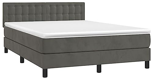 Hommdiy Boxspringbett mit Matratze Dunkelgrau 140x200 cm Samt