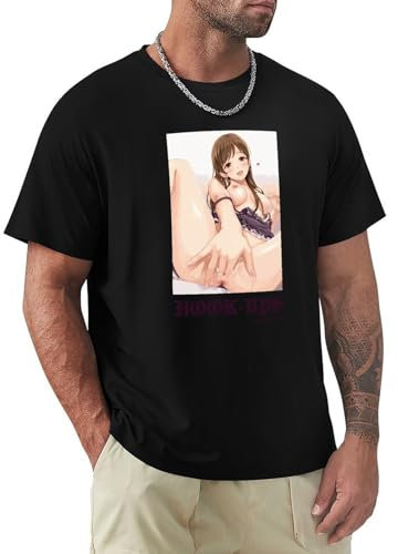 Vintage Hook-Ups Skateboard Masturbasi Hentai Girls Cute Mens T Shirt Black Size L