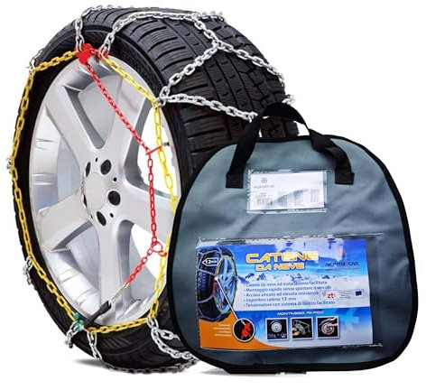 RICAMBYCAR Ricambycar Schneeketten, 12 mm, Gruppe 250, zugelassen nach Italien EN 16662-1, schnelle Montage, Autoketten, geeignet für Gelände- und Nutzreifen