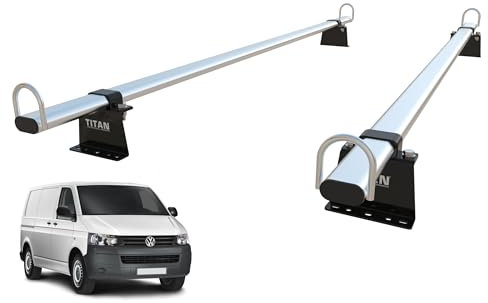 TITAN WorkReady Van Roof Rack 2 Bars - Compatible Fittings to fit a VW TRANSPORTER T5 - T6 T6.1 VAN