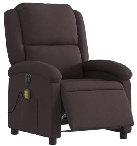vidaXL Massagesessel Elektrisch, Sessel Verstellbare Rückenlehne Fußteil, Fernsehsessel Relaxsessel mit Liegefunktion, Liegesessel Polstersessel Ruhesessel, Dunkelbraun Stoff