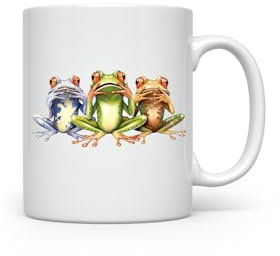 MAXIKIWI - Taza de café o té de cerámica suave y duradera para el hogar u oficina - Perfecta para cualquier ocasión - Divertida rana confundida - 350ml