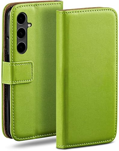 moex Book Case für Samsung Galaxy S23 FE Handyhülle mit Kartenfach, Hülle klappbar 360 Grad Schutzhülle, Klapphülle Flip Case Cover, PU Leder Handytasche Lederhülle, Grün